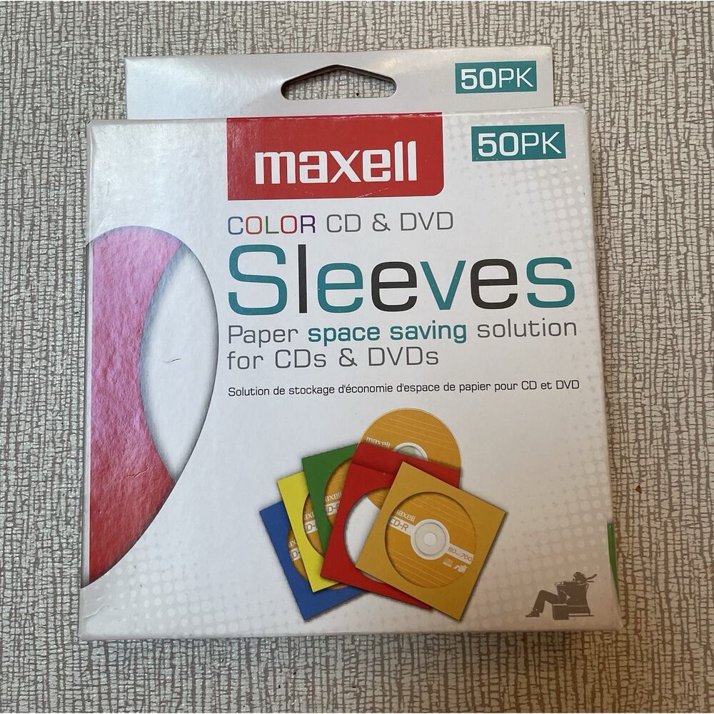 Maxell 190134 CD/DVD Sleeves 50‎ Pack CD-401 New Unopened